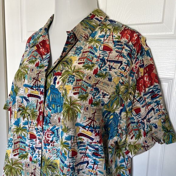 Chico's Design 3 Silk Blouse French Riviera Print Colorful Shirt Women's XL - Picture 3 of 11